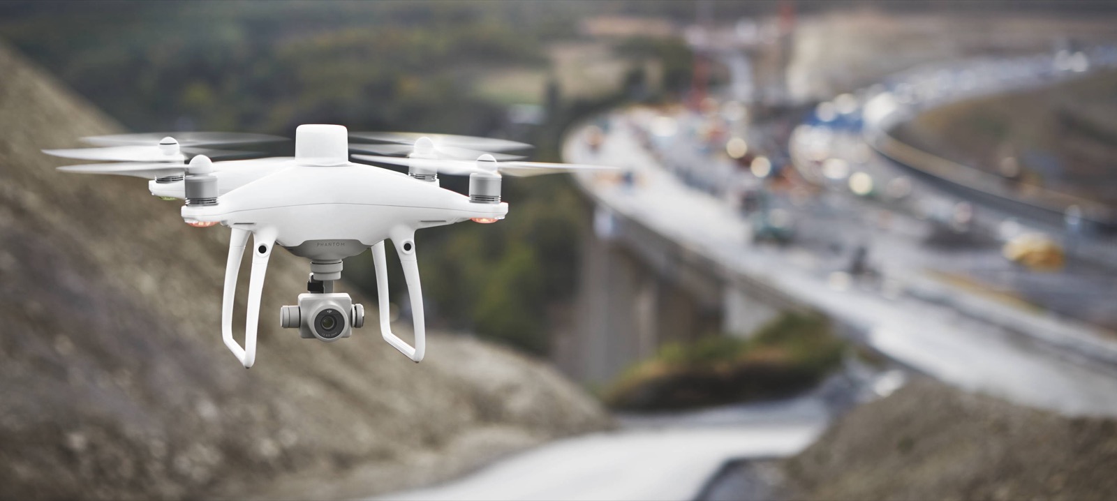 A Phantom 4 RTK survey drone in flight